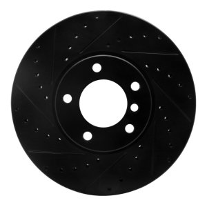 BMW 540I Brake Rotor (1) - Front Left - R1 Concepts - Drilled & Slotted - Black - `00-`03